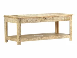 Mesa de centro pintada a mano madera maciza mango 110x50x45 cm^Clicnbuy Outlet