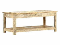 Mesa de centro pintada a mano madera maciza mango 110x50x45 cm^Clicnbuy Outlet