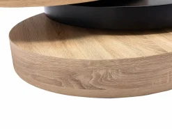 Mesa de centro redonda giratoria con 1 estante de MDF - Negro y natural claro - JANITA^Vente-unique Discount