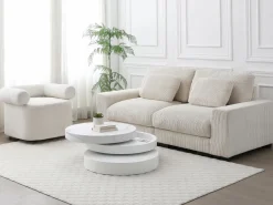 Mesa de centro redonda giratoria con 1 estante - MDF - Efecto mármol - JANITA^Vente-unique Hot