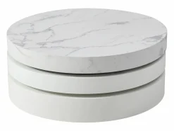 Mesa de centro redonda giratoria con 1 estante - MDF - Efecto mármol - JANITA^Vente-unique Hot