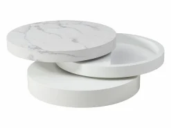 Mesa de centro redonda giratoria con 1 estante - MDF - Efecto mármol - JANITA^Vente-unique Hot