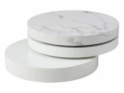 Mesa de centro redonda giratoria con 1 estante - MDF - Efecto mármol - JANITA^Vente-unique Hot