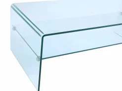 Vente-unique Mesa de centro STILEOS - Doble nivel - Cristal templado Transparente New