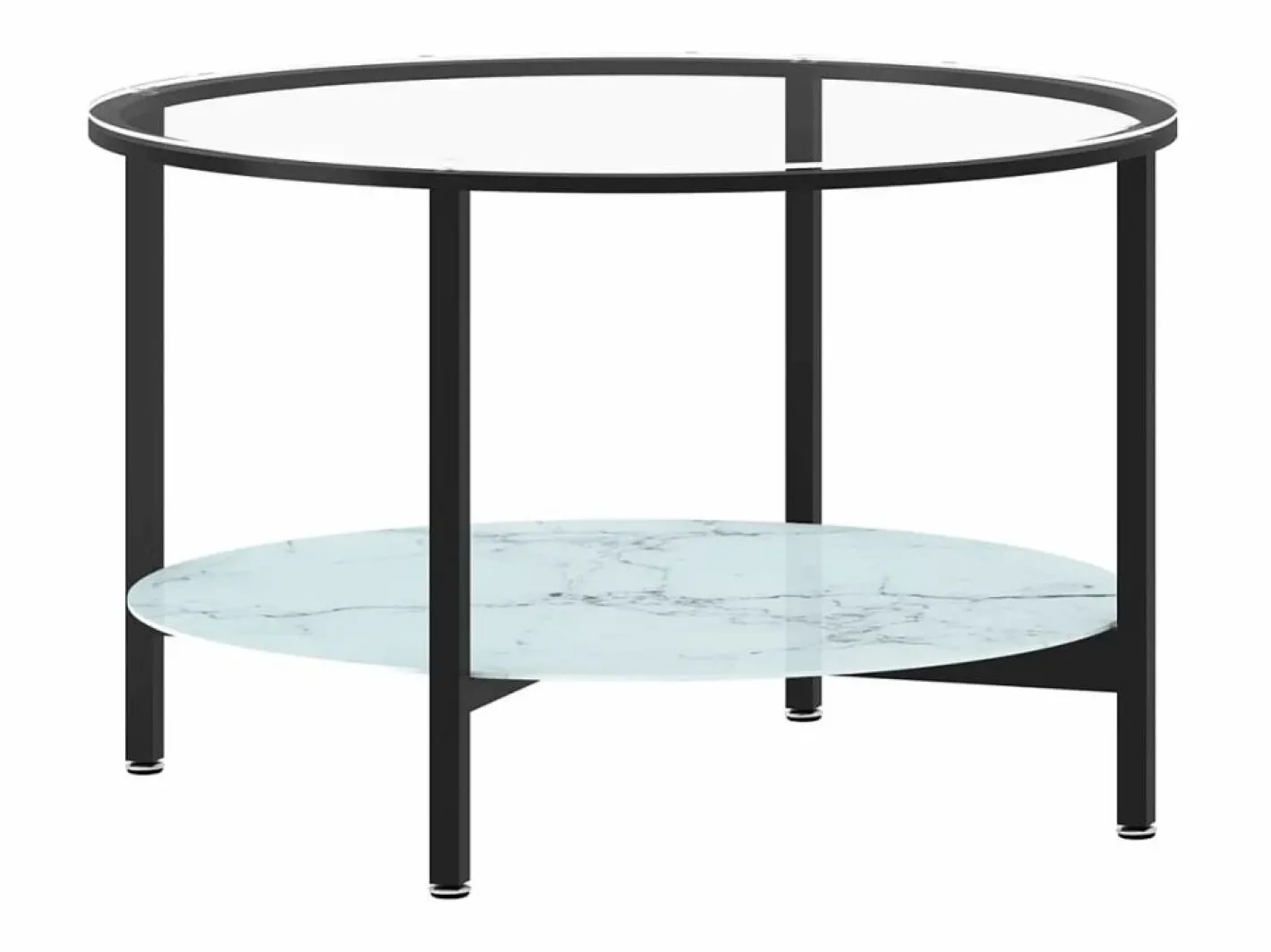 vidaxl Mesa Auxiliar|Mesa de centro vidrio templado y mármol blanco 70 cm