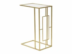 Mesa de centro y lateral rectangular de metal y vidrio London Dorado Outlet