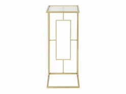 Mesa de centro y lateral rectangular de metal y vidrio London Dorado Outlet