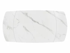 Mesa Extensible|Mesa de cerámica blanca, base de metal , extensible 120x88-180x88 cm - BONIFACIO