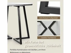 Mesa de comedor - 80 x 80 x 75 cm - Mesa redonda de metal con moderno diseño de mármol - MDF - /dorado^Merax Best