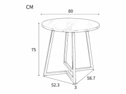 Mesa de comedor - 80 x 80 x 75 cm - Mesa redonda de metal con moderno diseño de mármol - MDF - /dorado^Merax Best