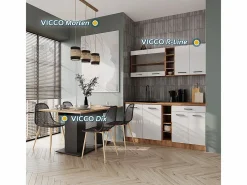 Vicco Mesa de comedor antracita 140x90x76 dix Gris antracita / Color natural claro Best