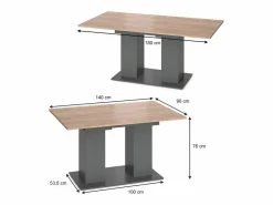 Vicco Mesa de comedor antracita 140x90x76 dix Gris antracita / Color natural claro Best