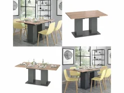 Vicco Mesa de comedor antracita 140x90x76 dix Gris antracita / Color natural claro Best