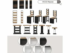 Vicco Mesa de comedor antracita/roble dorado 160x80x76 repose Gris antracita / Color natural claro Discount
