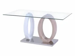 Vente-unique Mesa De Comedor|Mesa de comedor AYANE 6 cubiertos - Tapa cristal templado