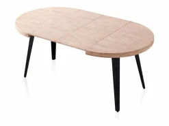 Mesa de comedor Berg extensible diseño redondo roble nordish/negro 76x80-120-160x80 cm^ADEC Discount