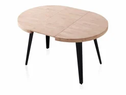 Mesa de comedor Berg extensible diseño redondo roble nordish/negro 76x80-120-160x80 cm^ADEC Discount
