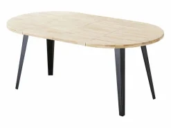 Mesa de comedor BergE redonda extensible nordish/negro Ø100x76 cm^ADEC Online
