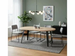 Mesa de comedor BergE redonda extensible nordish/negro Ø100x76 cm^ADEC Online