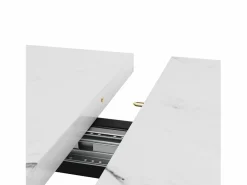 Mesa Extensible|Mesa de comedor blanca - Mesa de comedor extensible con patas de hierro negro - para cocina y sala de estar