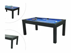 Vente-unique Billar|Mesa de comedor convertible en mesa de billar y ping pong - Negro - 180 cm de ancho - SOUSA