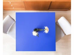 Mesa de comedor cuadrada tablero laminado 3cm azúl prussia 100xm^ Online