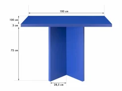 Mesa de comedor cuadrada tablero laminado 3cm azúl prussia 100xm^ Online