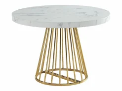 Vente-unique Mesa de comedor de 2 a 12 comensales de MDF y acero - Efecto mármol blanco y dorado - FIRELA Blanco / Dorado Hot