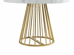 Vente-unique Mesa de comedor de 2 a 12 comensales de MDF y acero - Efecto mármol blanco y dorado - FIRELA Blanco / Dorado Hot