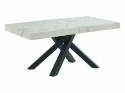 Vente-unique Mesa de comedor de 6 a 10 cubiertos de MDF y metal - Efecto mármol y negro - CATONAV Blanco Outlet