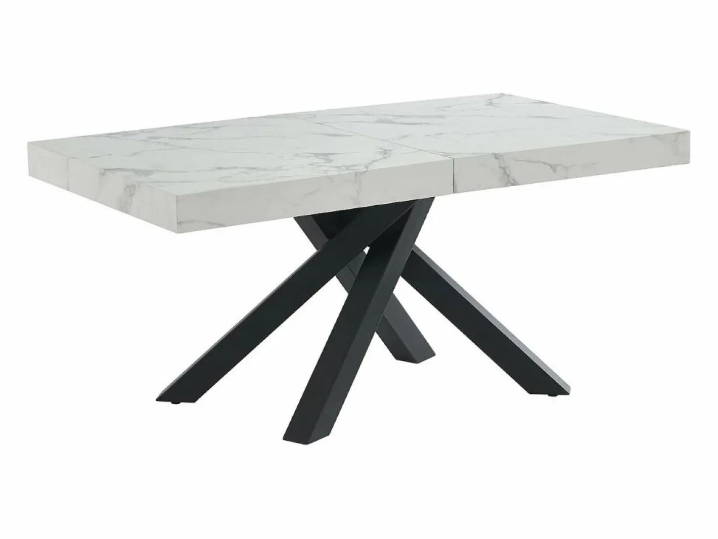 Vente-unique Mesa de comedor de 6 a 10 cubiertos de MDF y metal - Efecto mármol y negro - CATONAV Blanco Outlet