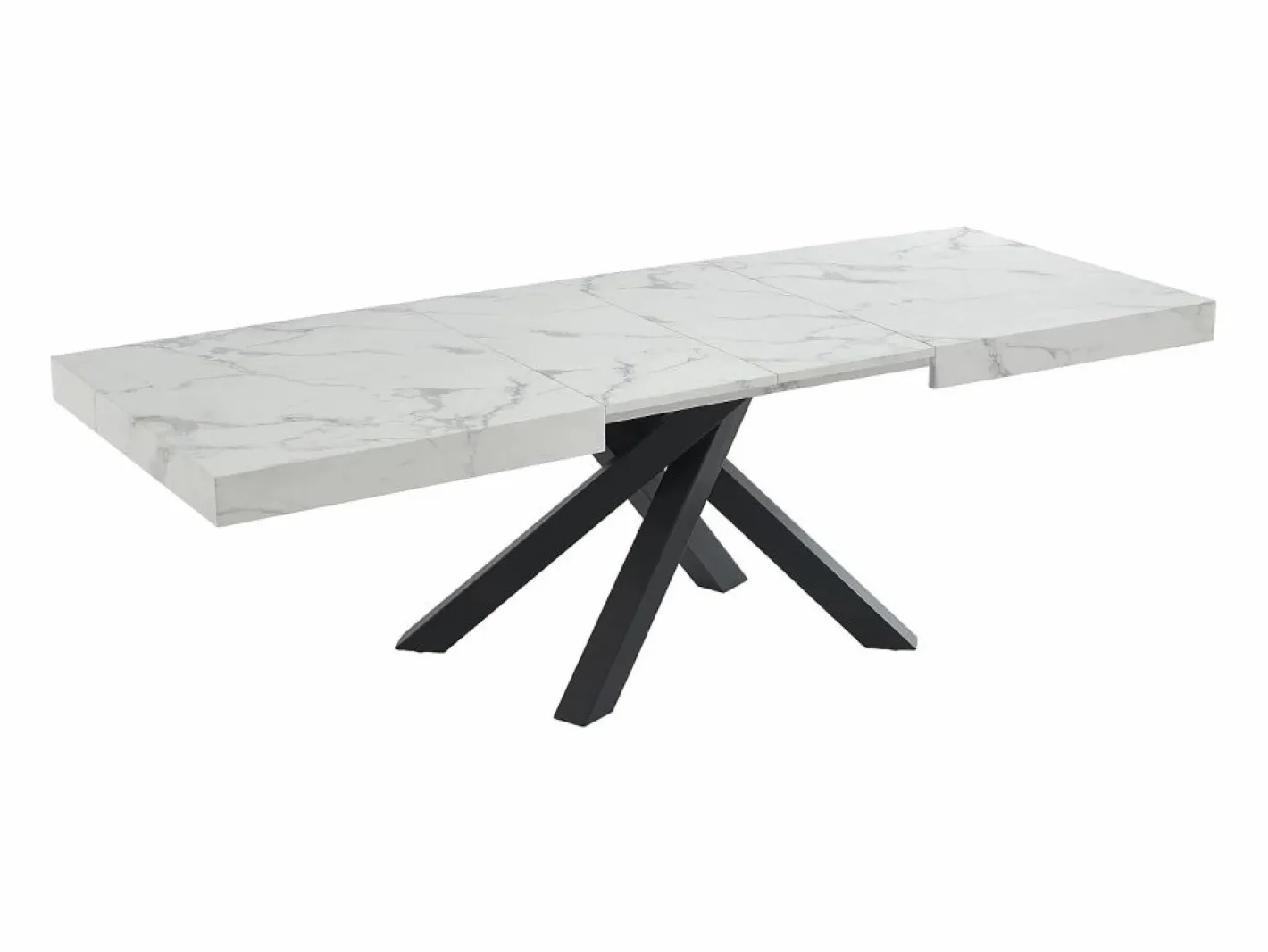 Vente-unique Mesa de comedor de 6 a 10 cubiertos de MDF y metal - Efecto mármol y negro - CATONAV Blanco Outlet