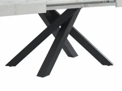 Vente-unique Mesa de comedor de 6 a 10 cubiertos de MDF y metal - Efecto mármol y negro - CATONAV Blanco Outlet
