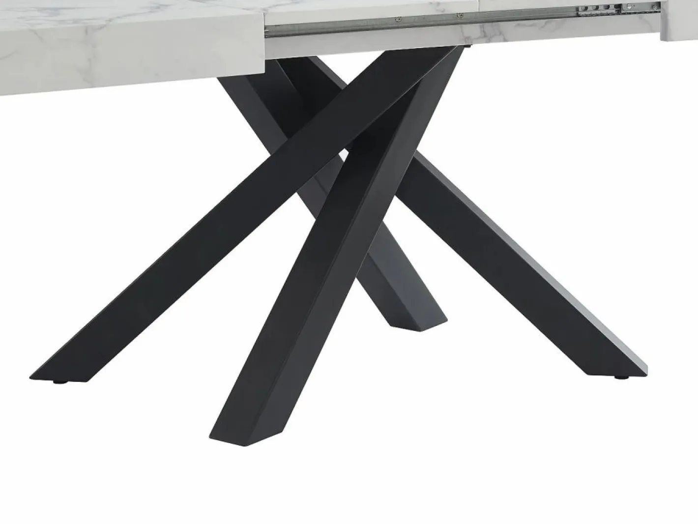 Vente-unique Mesa de comedor de 6 a 10 cubiertos de MDF y metal - Efecto mármol y negro - CATONAV Blanco Outlet