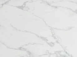 Vente-unique Mesa de comedor de 6 a 10 cubiertos de MDF y metal - Efecto mármol y negro - CATONAV Blanco Outlet