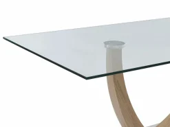 Vente-unique Mesa de comedor de 6 plazas de vidrio templado, acero y MDF natural claro - MELODIE II Transparente / Color natural claro Clearance