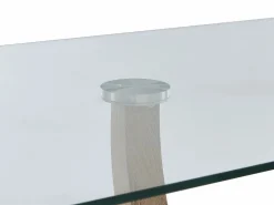 Vente-unique Mesa de comedor de 6 plazas de vidrio templado, acero y MDF natural claro - MELODIE II Transparente / Color natural claro Clearance