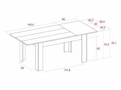 Mesa de Comedor de 140cm extensible 200cm, Color Naturale.^Skraut Home Clearance