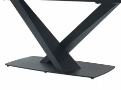 Maison Céphy Mesa de comedor de cristal templado, cerámica y metal - Efecto mármol - MALATA Negro Discount