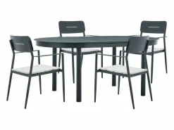 MYLIA Mesa de comedor de jardín de aluminio para 4 personas - Antracita - LOTTYS de Gris antracita Sale
