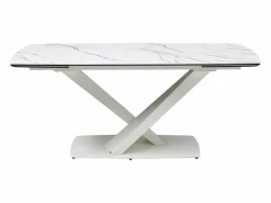 Mesa de comedor de vidrio templado, cerámica y metal - Efecto mármol - MALATA^Maison Céphy Sale