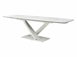 Mesa de comedor de vidrio templado, cerámica y metal - Efecto mármol - MALATA^Maison Céphy Sale