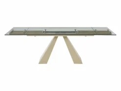 Maison Céphy Mesa Extensible|Mesa De Comedor|Mesa de comedor de vidrio templado y metal beige - - LOZIPA
