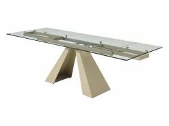 Maison Céphy Mesa Extensible|Mesa De Comedor|Mesa de comedor de vidrio templado y metal beige - - LOZIPA