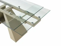 Maison Céphy Mesa Extensible|Mesa De Comedor|Mesa de comedor de vidrio templado y metal beige - - LOZIPA