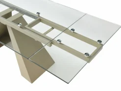 Maison Céphy Mesa Extensible|Mesa De Comedor|Mesa de comedor de vidrio templado y metal beige - - LOZIPA