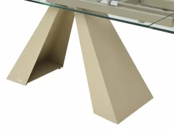 Maison Céphy Mesa Extensible|Mesa De Comedor|Mesa de comedor de vidrio templado y metal beige - - LOZIPA