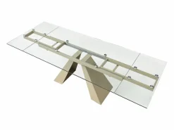 Maison Céphy Mesa Extensible|Mesa De Comedor|Mesa de comedor de vidrio templado y metal beige - - LOZIPA