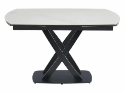 Mesa de comedor en cerámica y vidrio templado - Efecto mármol blanco y negro - LIOMELI^Maison Céphy New