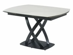 Mesa de comedor en cerámica y vidrio templado - Efecto mármol blanco y negro - LIOMELI^Maison Céphy New